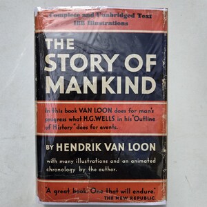 The Story of Mankind by Hendrik Van Loon 1938 edition with dust jacket