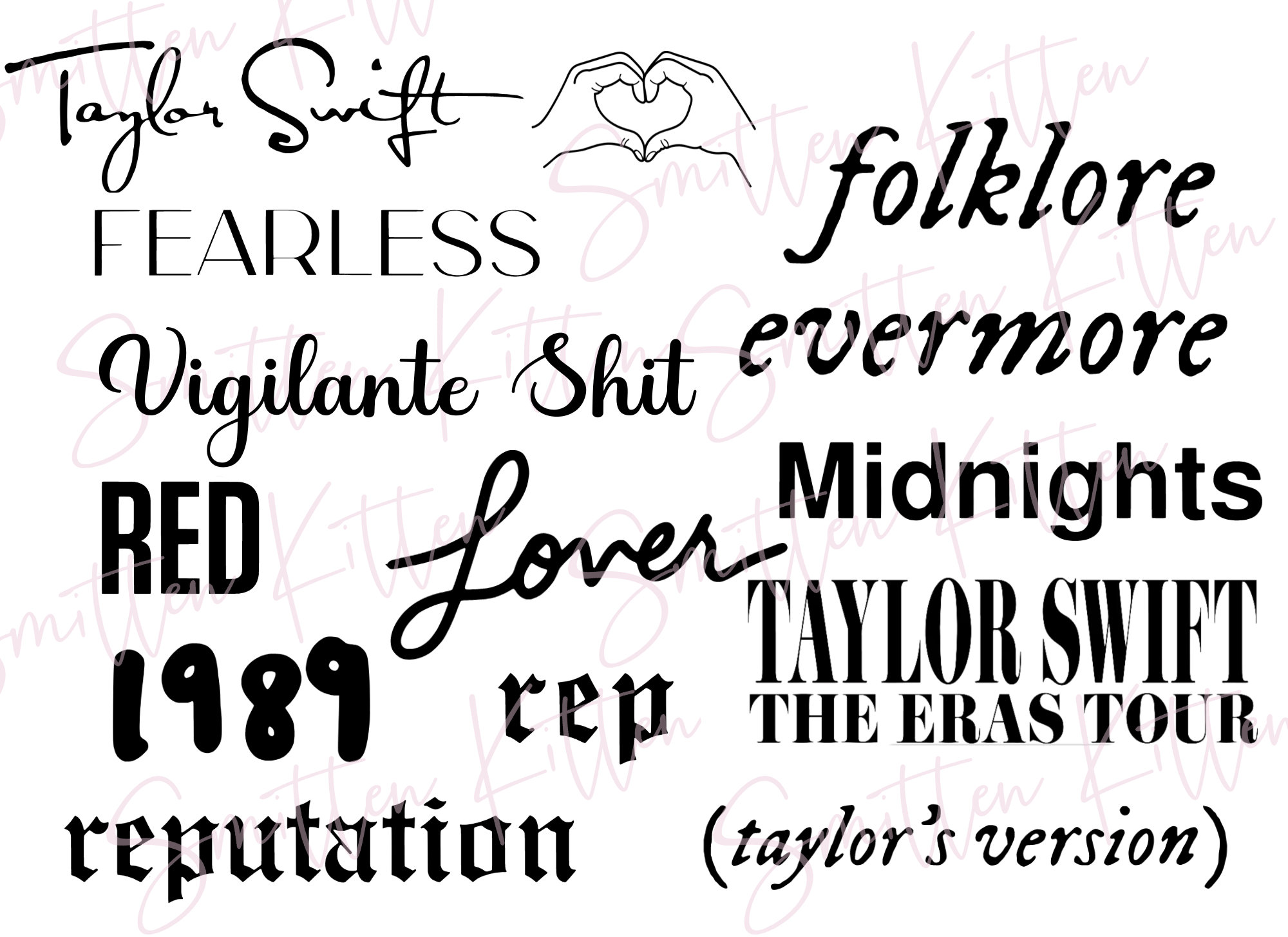 Taylor Swift Fonts Eras Tour Album Text Titles Lover Etsy España