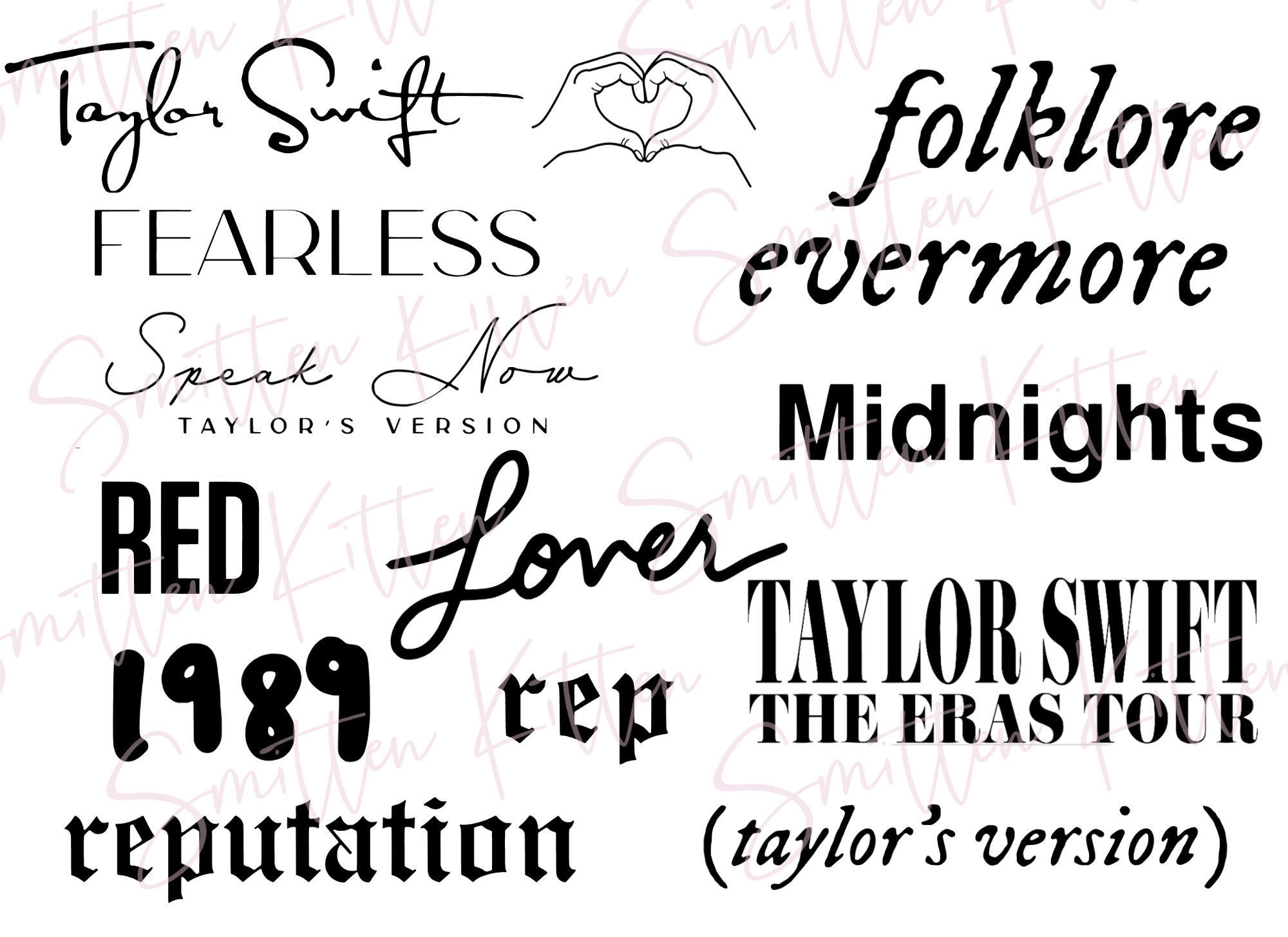 Taylor Swift Font Images Speak Now Lover Midnights - Etsy UK