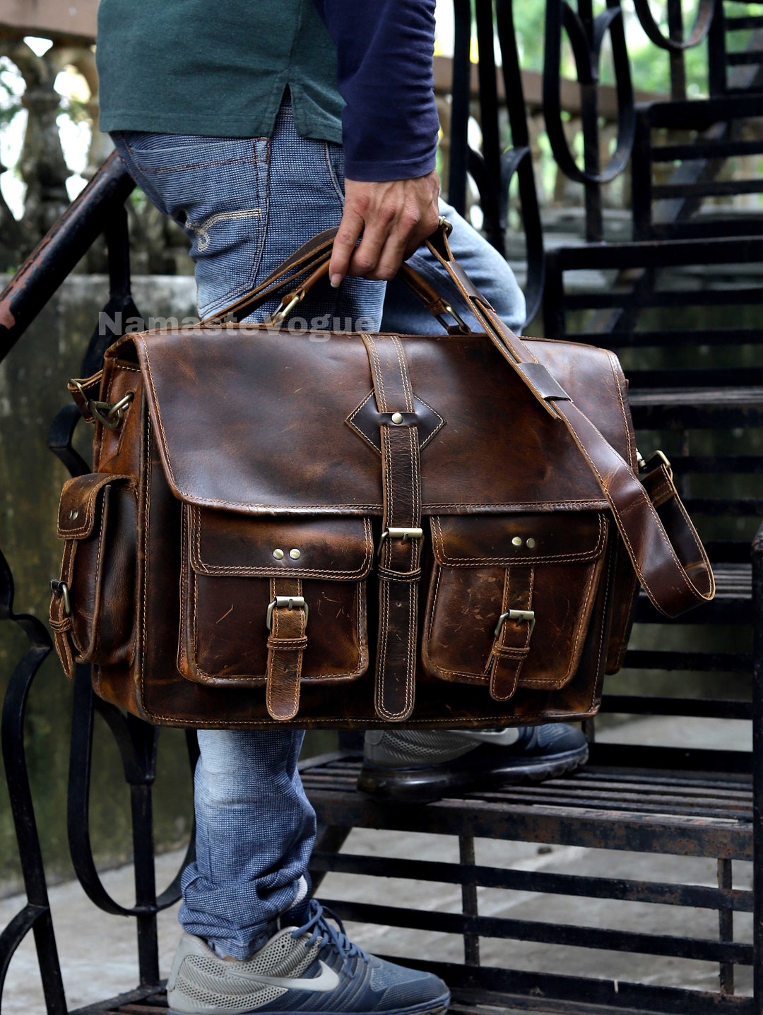 Men's Leather Messenger Bag Personalised Optional - Etsy