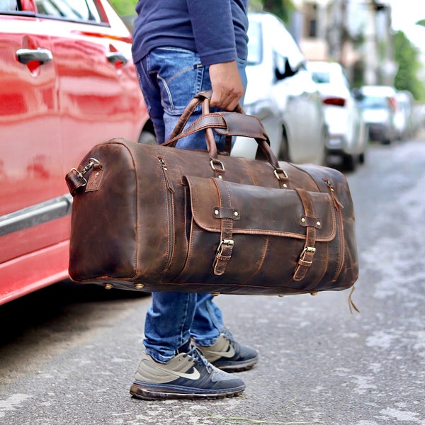 Leather Mens Carry on Bag Etsy