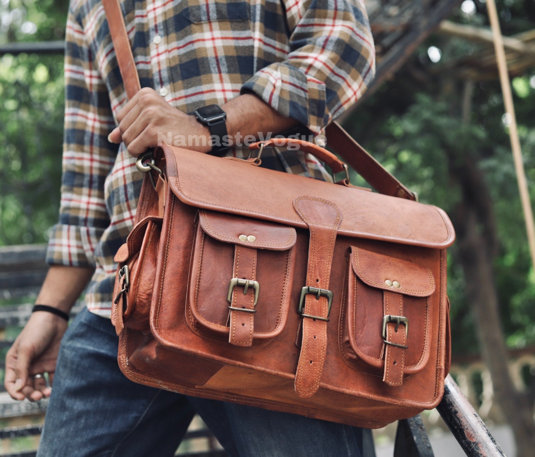 18inch Laptop Bags for Men Leather Messenger Bags for Men Etsy