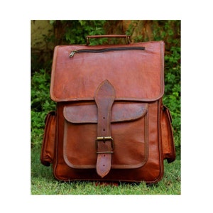 16 Inch Genuine Leather Personalise Retro Rucksack Backpack Bag , Travel bag,  vintage backpack
