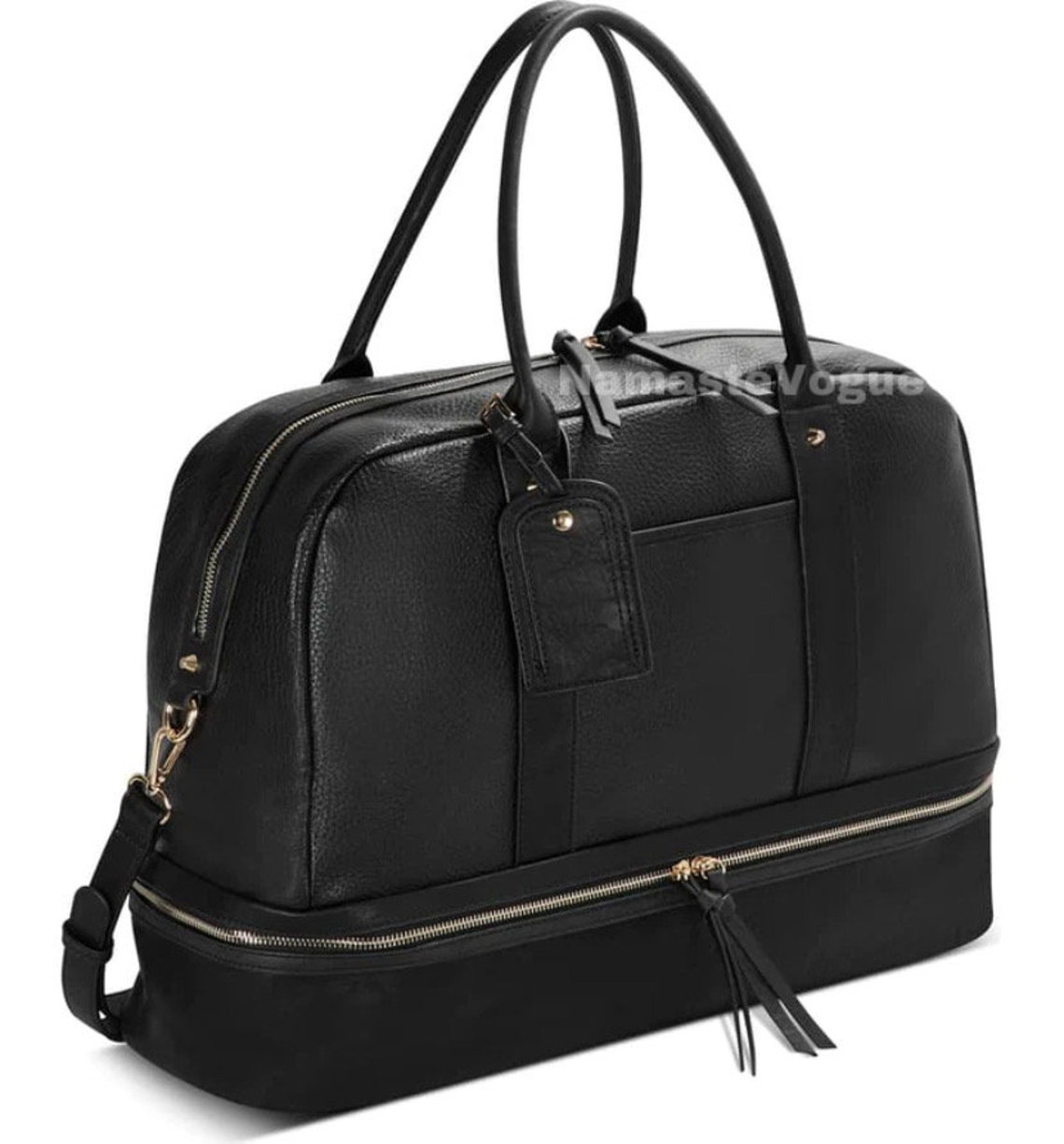 Leather Weekender Bag With Shoe Compartment Men Full Grain Etsy