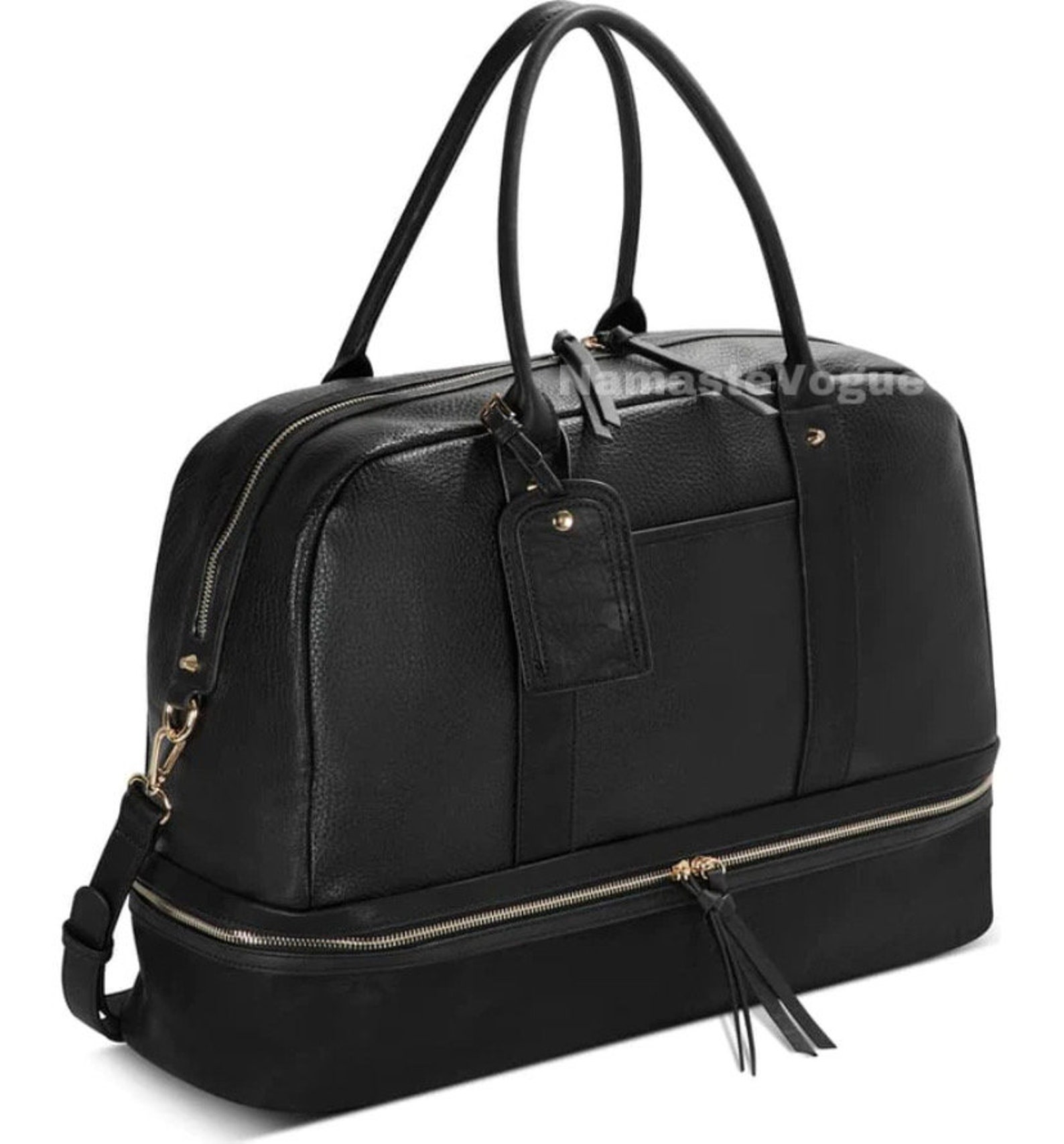 Leather Weekender Bag With Shoe Compartment Men Full Grain Etsy