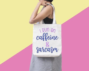 Funny reusable canvas grocery shopping tote bag