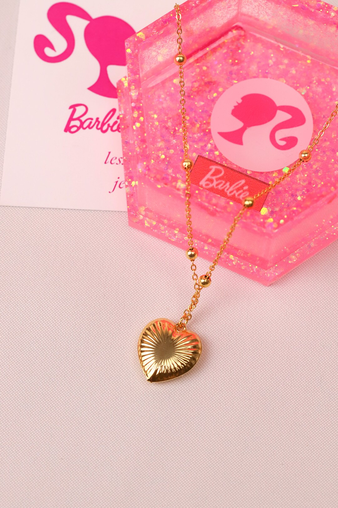 Barbie Movie Necklace for Girl Barbie Gold Necklace Barbie - Etsy