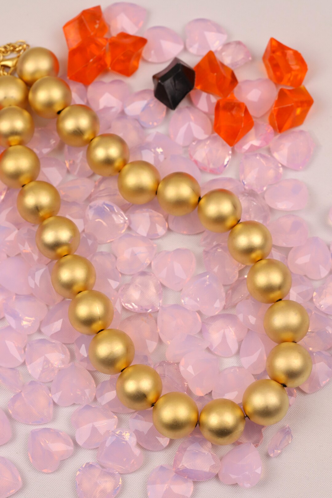 Chunky Gold Ball Necklace Big Bead Necklace Large Bead Etsy