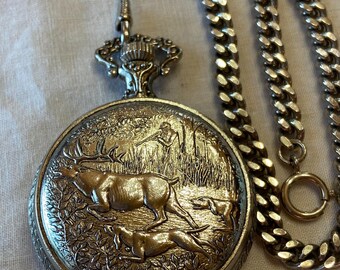 Westclox pocket watch with deer and dogs sale