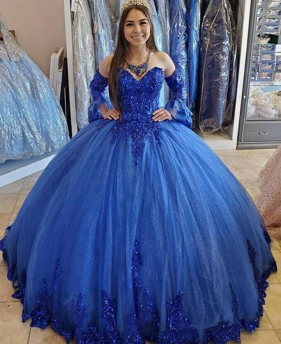 long blue princess dress