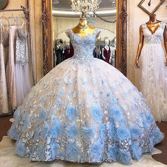 Vestido de quinceañera azul vestido azul de princesa - Etsy España Vestido de quinceañera azul vestido azul de princesa - Etsy España