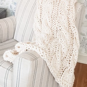 Custom Cozy Throw - Cable Knit Blanket - Knit Afghan - Chunky Knit Throw - Comfort Blanket - Prayer Blanket