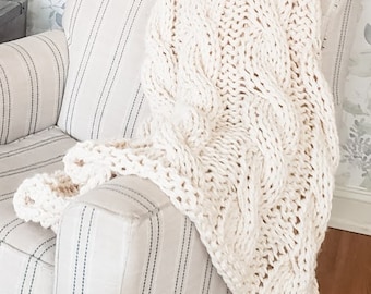Custom Cable Knit Throw: Christian, Comfort , Bereavement , Thinking of You, Get Well, Gift