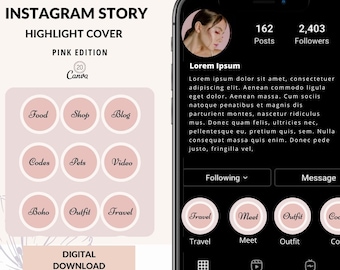 Pink Instagram Highlight Cover, Pastel pink Instagram story, Instagram Story Cover, Pink highlight icon, Instagram icon, Aesthetic Icon