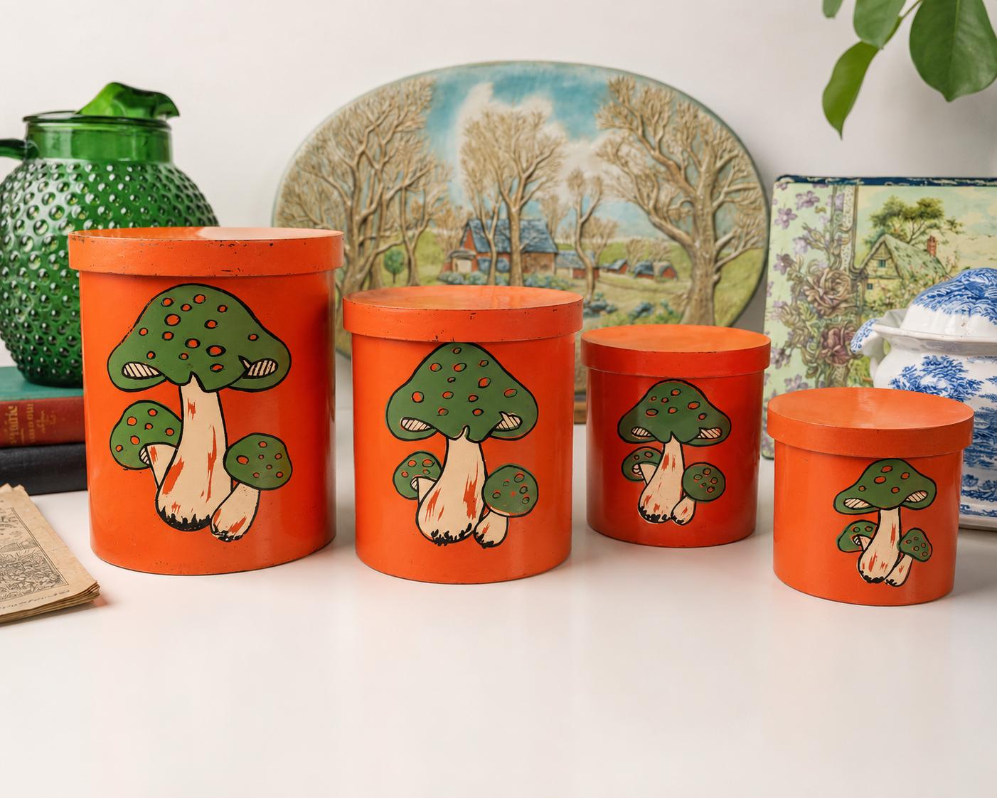 Mushroom Canister Set 1970s - Etsy