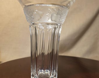 Nachtmann 24% Lead Crystal Vase: Frosted Orchard Fruit Top, Made Germany