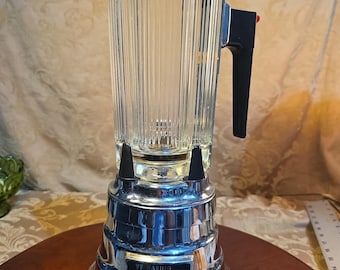 Vintage Waring Blendor Chrome Blender with Original Ribbed Glass Jar
