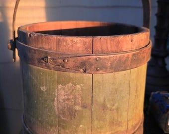 Antique Wooden Staved Firkin. Mid 1800's
