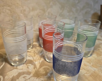 Vintage mid-century Frost Nip glasses produced by the West Virginia Specialty Glass Company