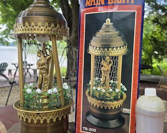 Vtg MCM Goddess Venus Rain Lamp with Box, Rotating Light Display