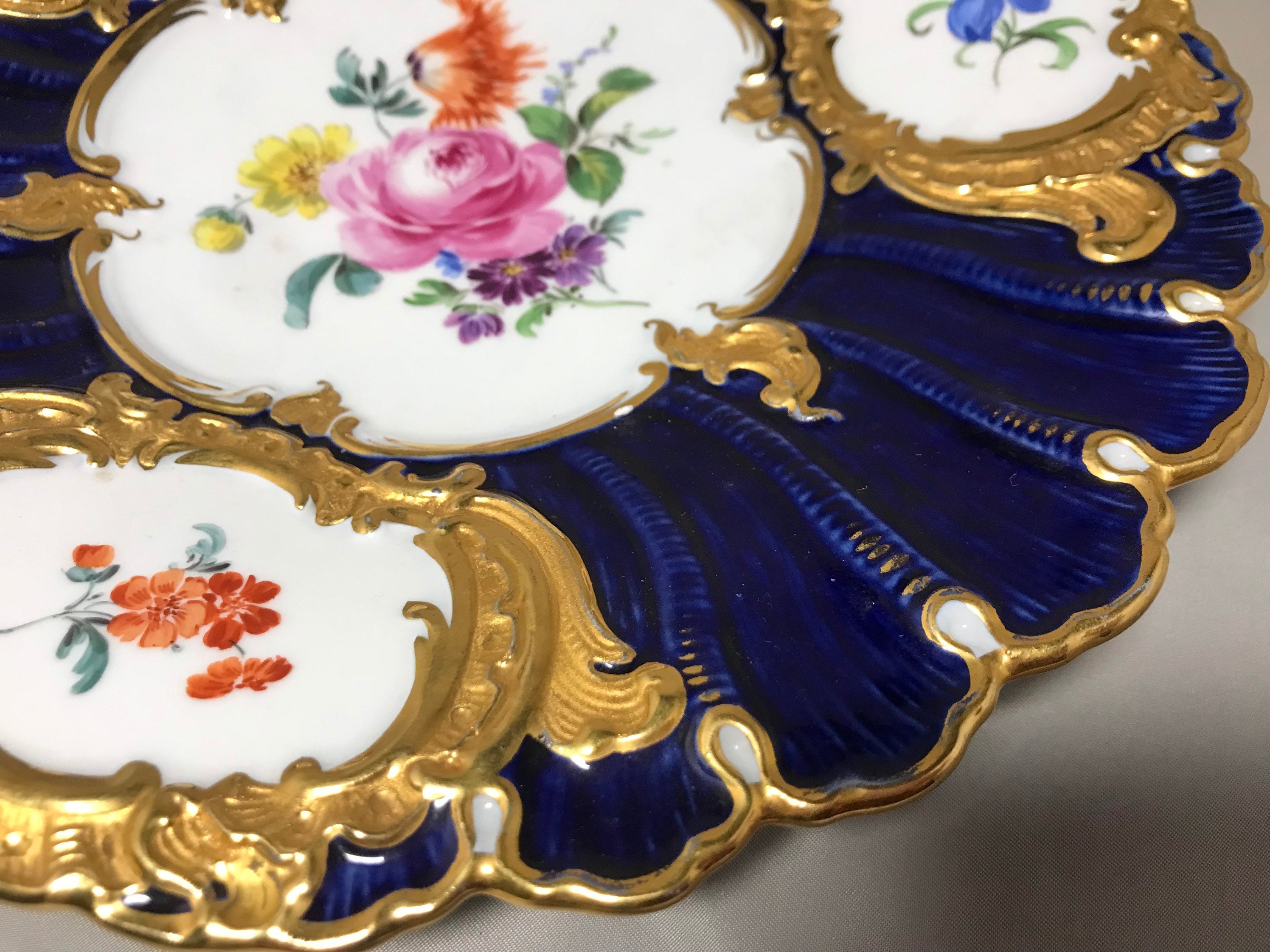 1円～ 【西洋陶器】陶板画 Meissen マイセン ベーシックフラワー