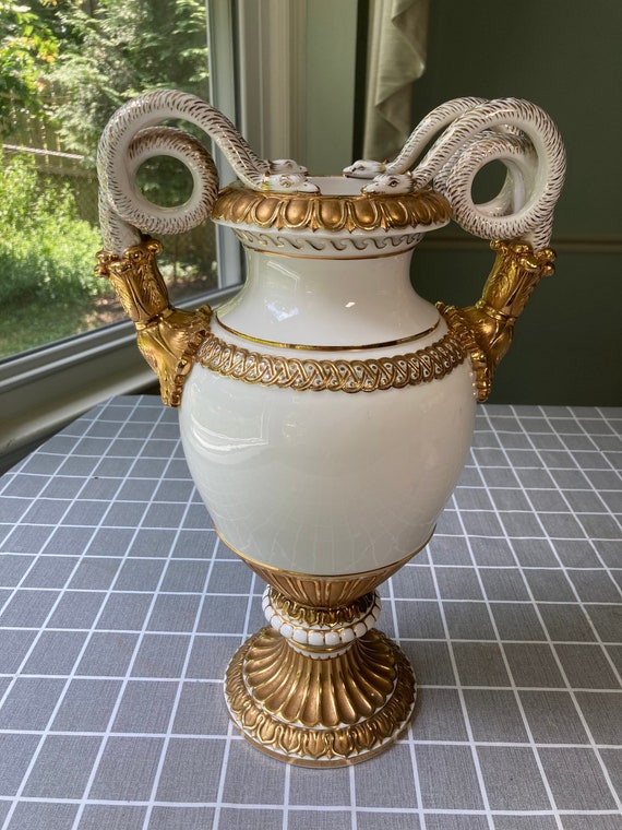 Rare Meissen Snake Handle Vase Circa 1880-1900. Design by E.A.