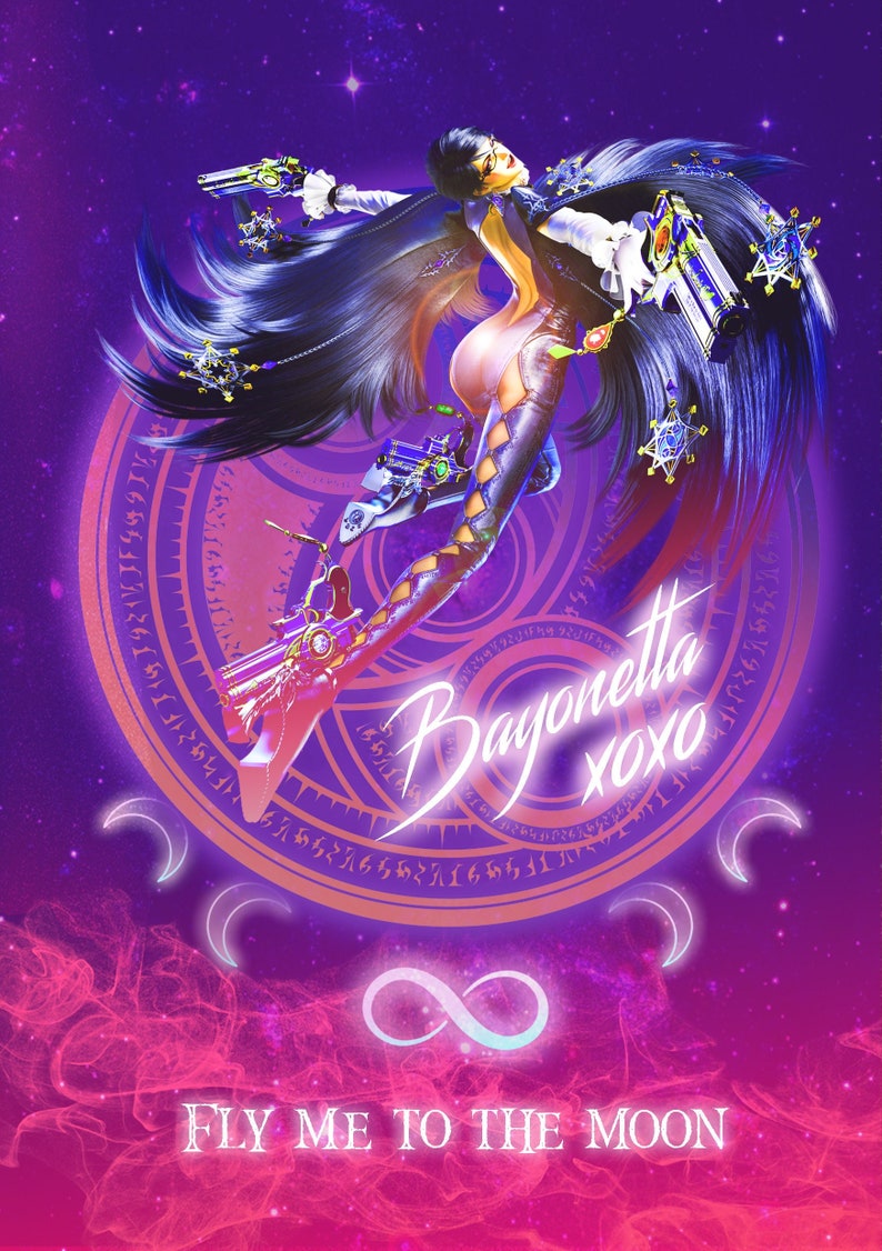 Bayonetta Ost Fly Me To The Moon Bayonetta fly Me to the Moon Digital Art Print A5 - Etsy UK