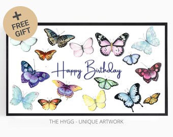 Samsung Frame TV Buon Compleanno Farfalle di Primavera - Download Immediato