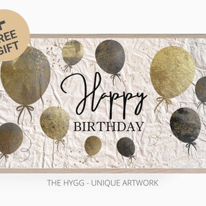 Samsung Rahmen TV Kunst - Happy Birthday Schwarz und Weiß Wand Kunst - Sofort Download