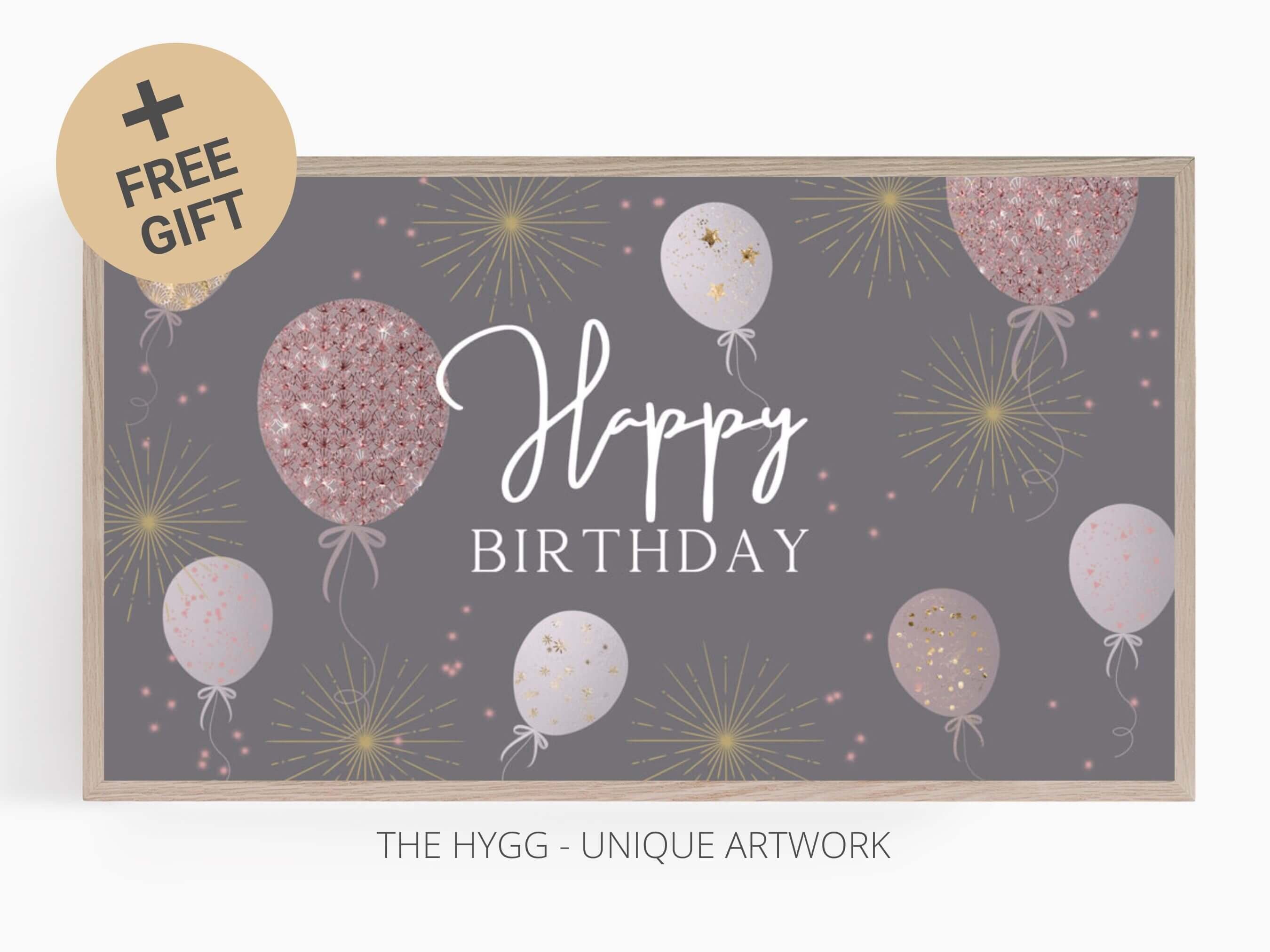 Samsung Frame TV Art - Decorazione murale di buon compleanno - Download immediato