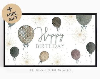 Samsung Frame TV Art - Decorazione murale di buon compleanno - Download immediato