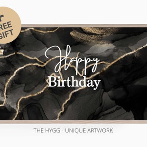 Samsung Frame TV Art - Happy Birthday Alcohol Ink Wallpaper - Instant Download