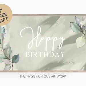 Samsung Frame TV Art - Happy Birthday Botanical Wall Art - Instant Download
