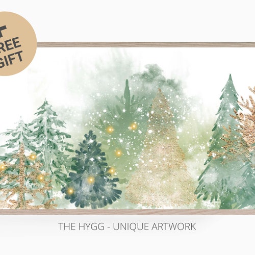 Samsung Frame TV Art Christmas Winter Pine Neutral Line Etsy