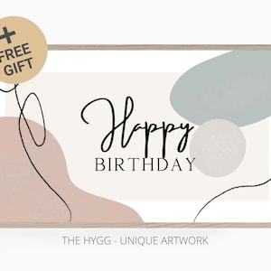 Samsung Frame TV Art - Happy Birthday Minimalist Abstract Art - Instant Download