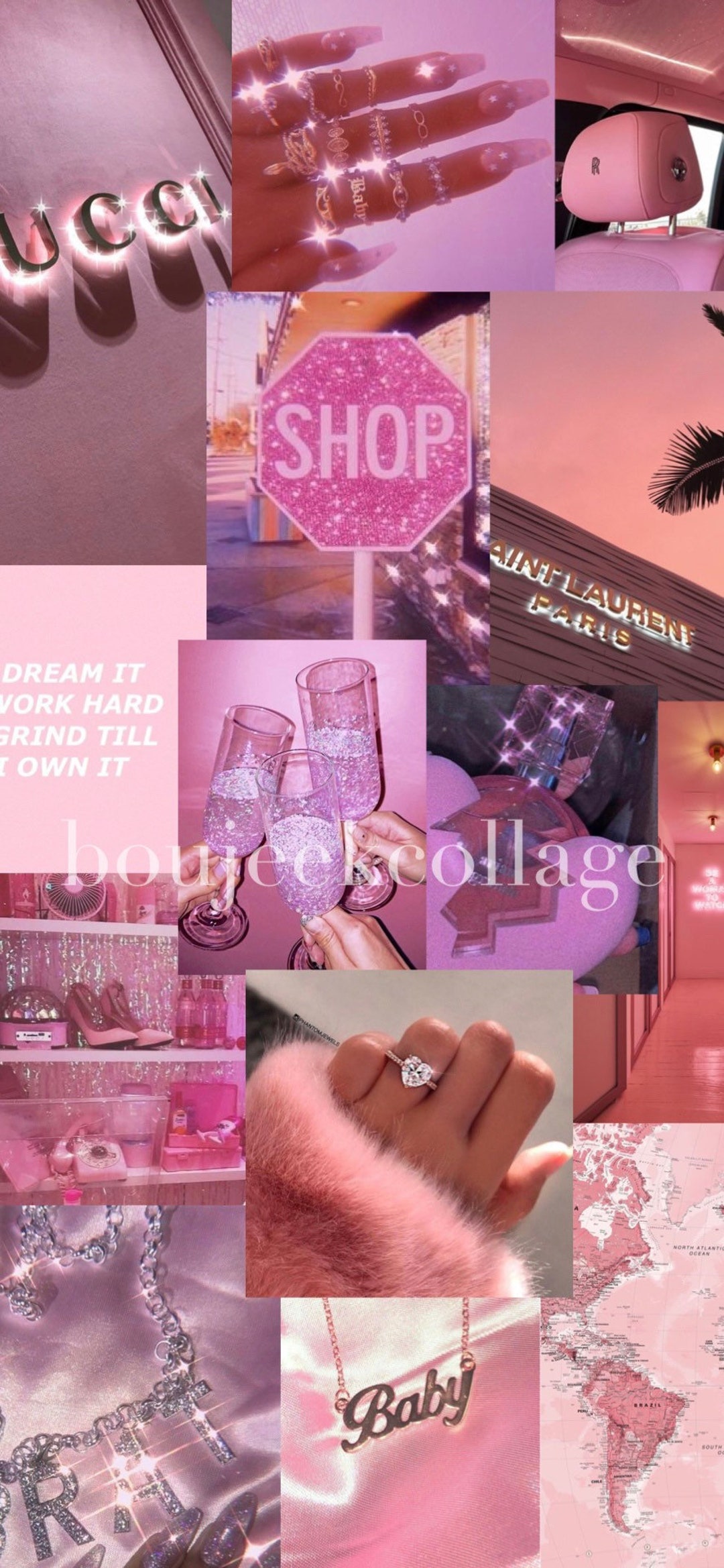 Buy Pink Boujee Aesthetic Collage Phone Wallpaper Aesthetic Online in India   Etsy