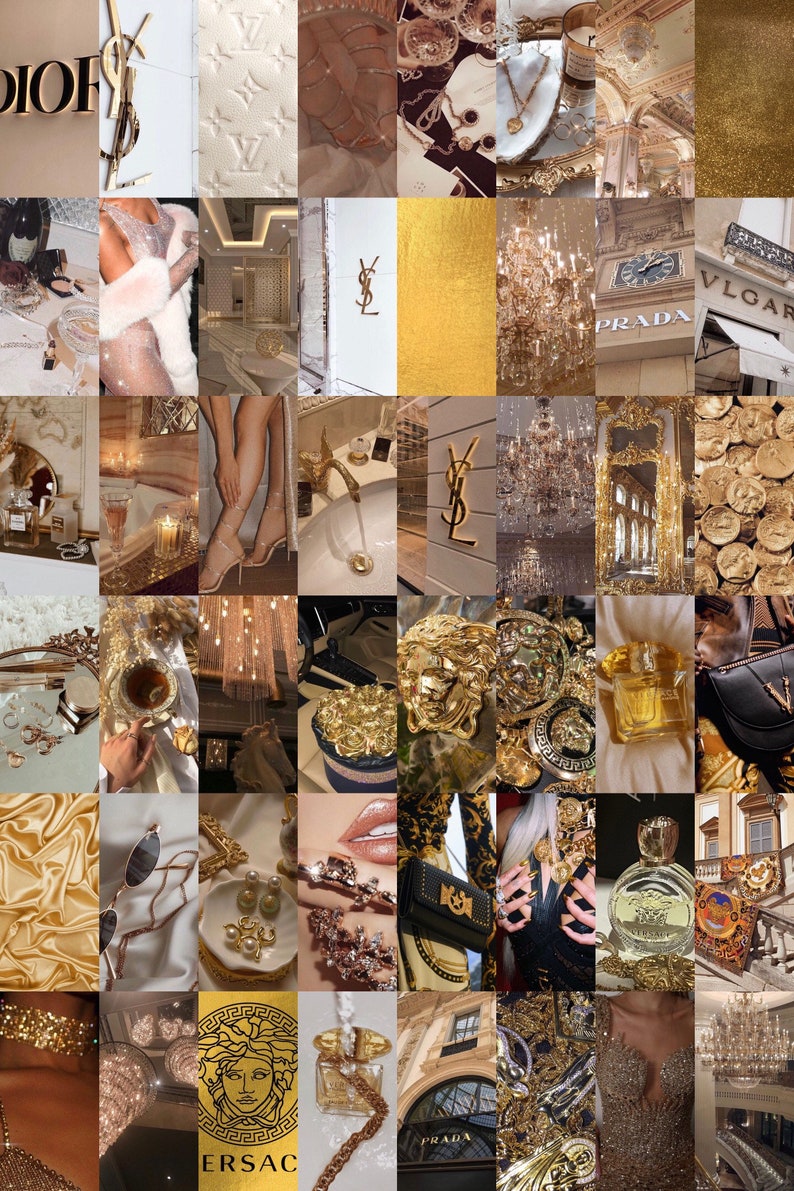 Gold Aesthetic Collage Kit Gold Boujee Aesthetic Aesthetic - Etsy