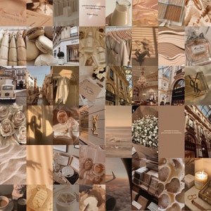 Brown aesthetic collage kit, Minimalist aesthetic, Aesthetic collage, Instant download, Includes 65 photos