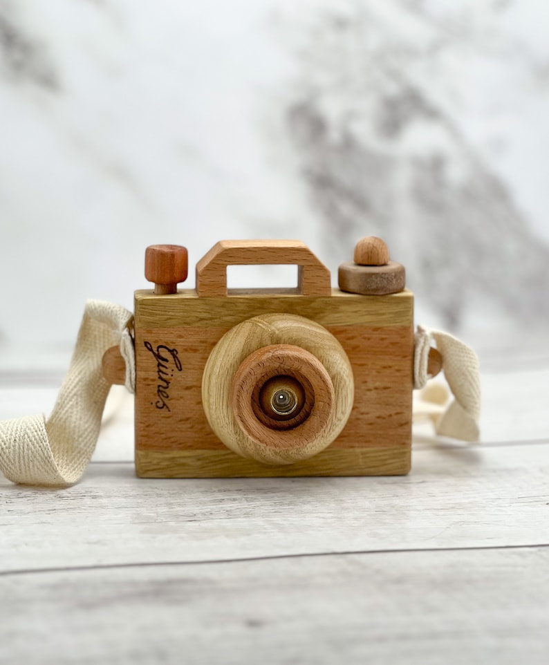 Wooden Camera, Birthday Gift for Girls and Boys, Handmade Montessori Toys Present for Toddlers image 1