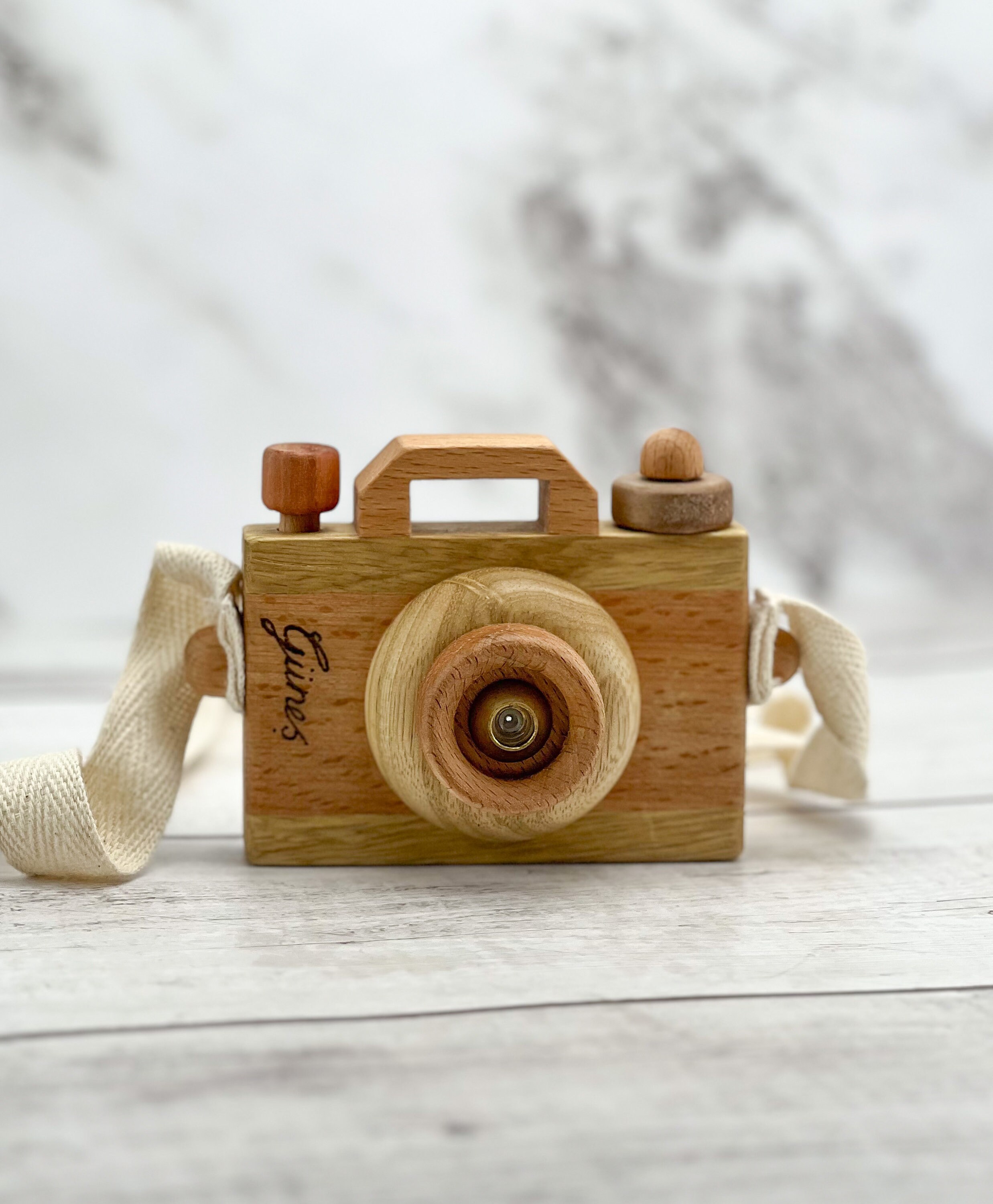 Personalized Beech Wood Camera Toy: Handmade Montessori Gift for 3-5 years  old