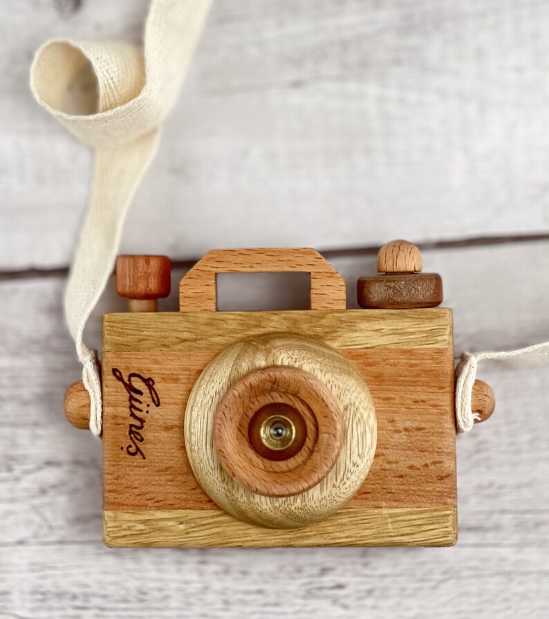 Wooden Camera, Birthday Gift for Girls and Boys, Handmade Montessori Toys Present for Toddlers image 2