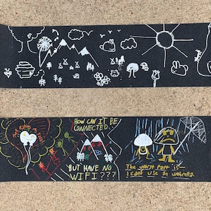 Custom Griptape | Doodle Grip | Nature Grip Art | Thought Grip Art |Jessup Griptape | 9&quot; x 33&quot; | Griptape Art