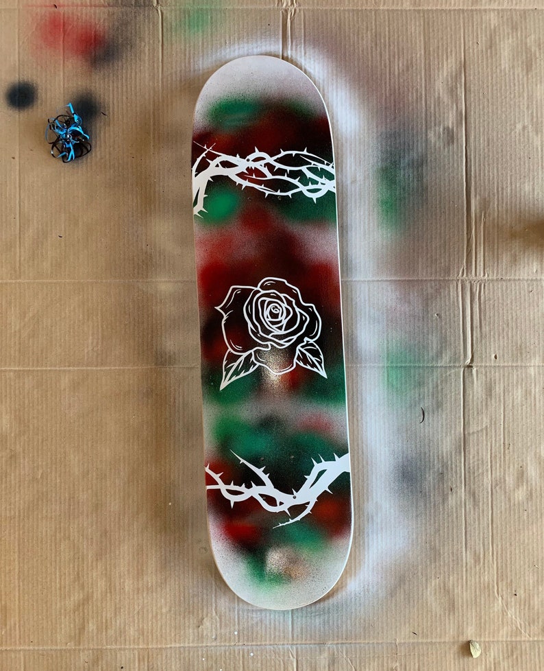 Custom Skateboard Deck Art Gift Skate-able 8.0 Inch Board Width Spray Paint Art image 2