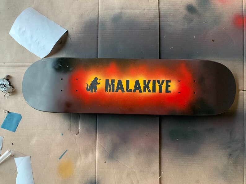 Custom Skateboard Deck Art Gift Skate-able 8.0 Inch Board Width Spray Paint Art image 3