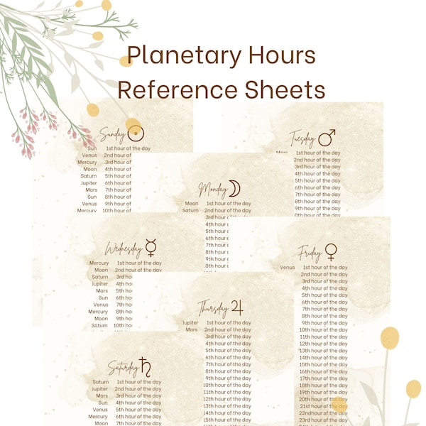 Book of Shadows Bundle: Planetary Hours Resource Pages