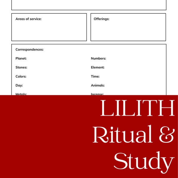 Lilith Ritual and Study Worksheets