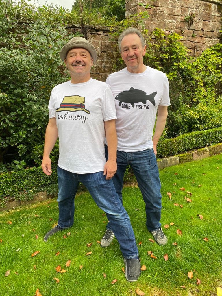 Mortimer and Whitehouse Gone Fishing Carp Tshirt Official BBC Merch Bob Mortimer Paul