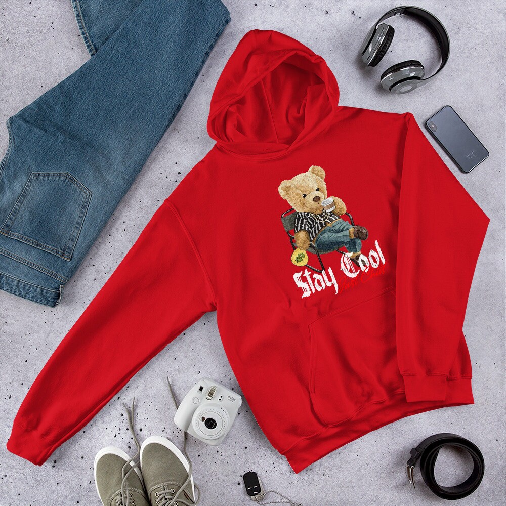 Red teddy hotsell hoodie