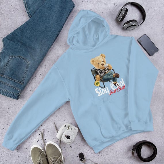 Stay Cool Graphic Hoodie Ocean Blue Winter Sweatshirt Gifts for Her and Him Lounge and Sleepwear Etsy