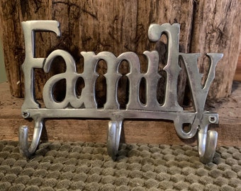 Vintage Silver Key or Coat Holder “Family”’ in Excellent Condition!